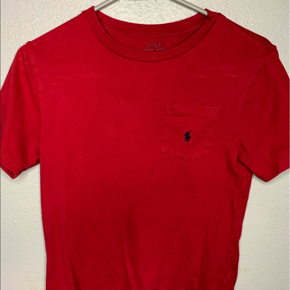 Red polo shirt
